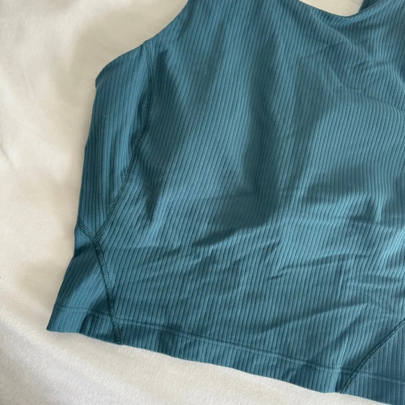 🆕💚 Lululemon Align Ribbed High Neck Tank Top Green Jasper - Picture 8 of 11